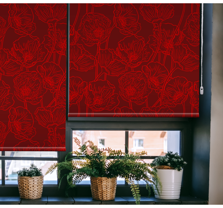 Intricate red pattern floral roller blind - TenStickers