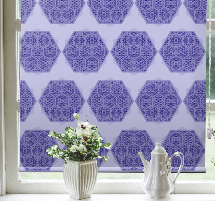 Intricate purple hexagons pattern roller blind - TenStickers