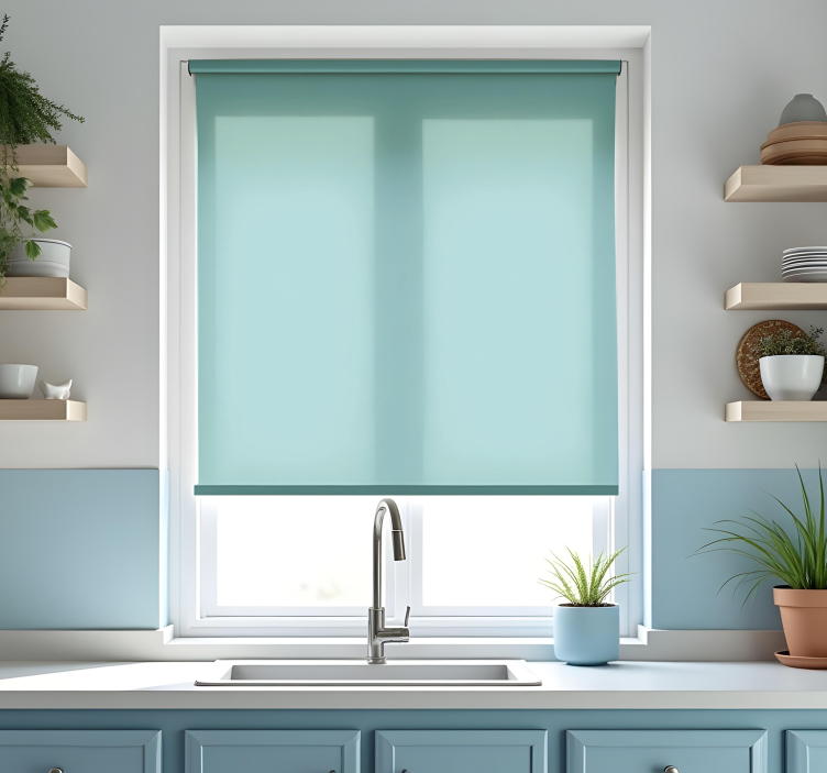 Light blue monocolor blind kitchen - TenStickers