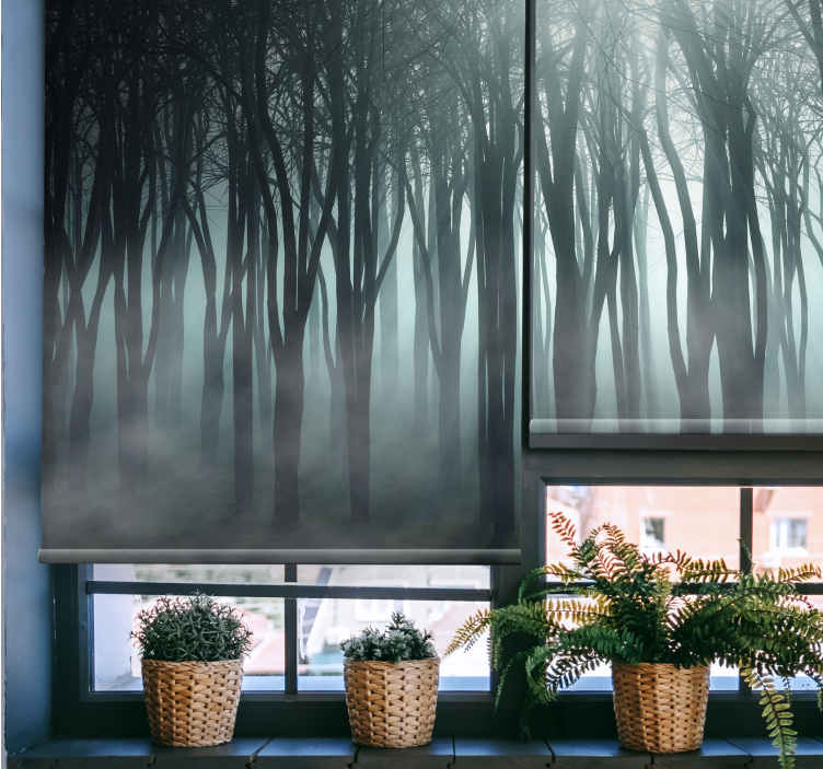 Misty Forest Silhouette tree blind - TenStickers