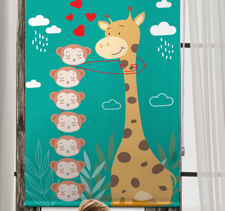 Monkeys kissing giraffe Fun blind - TenStickers