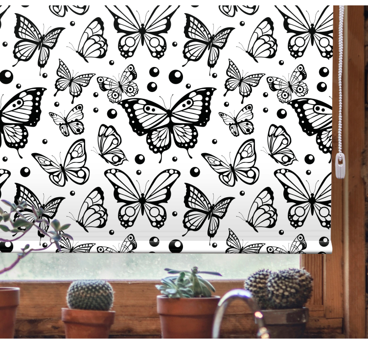 Monocolor butterflies and dots bathroom blind - TenStickers