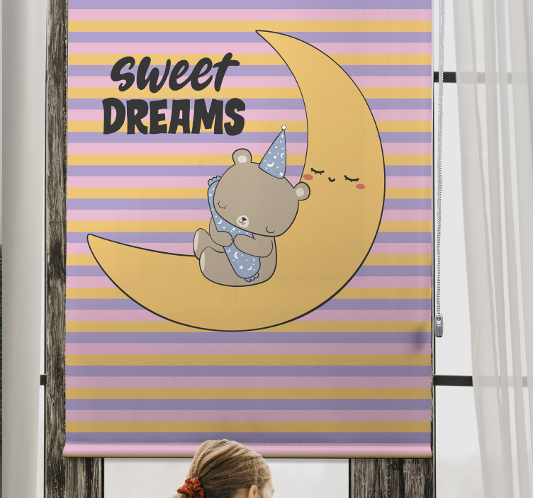 Moonlit Slumber Bear nursery roller blind - TenStickers