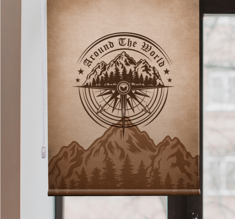 Mountain compass design living room blind - TenStickers