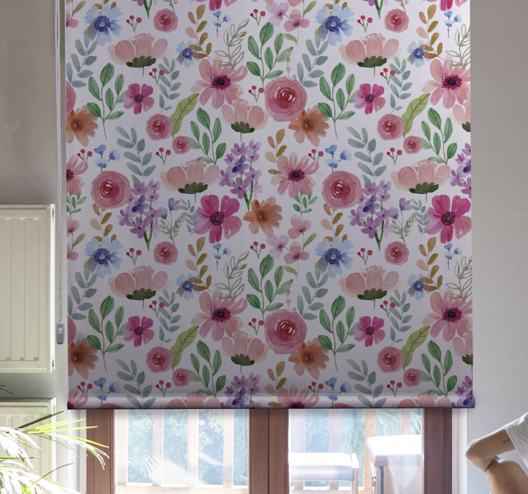 Multicolour Flower kitchen blind - TenStickers