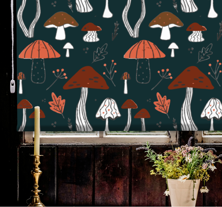 Mushroom Motif Art blind flowers and plants - TenStickers