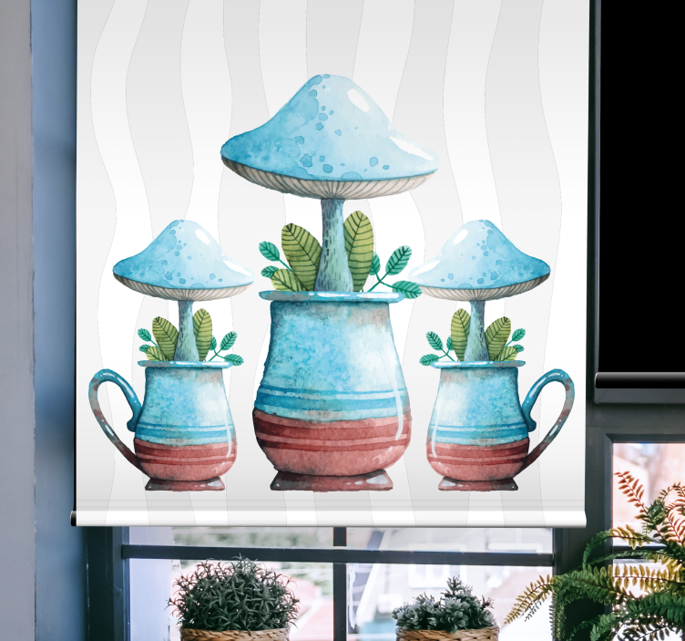 Mushroom Plant Pots blind flowers and plants - TenStickers