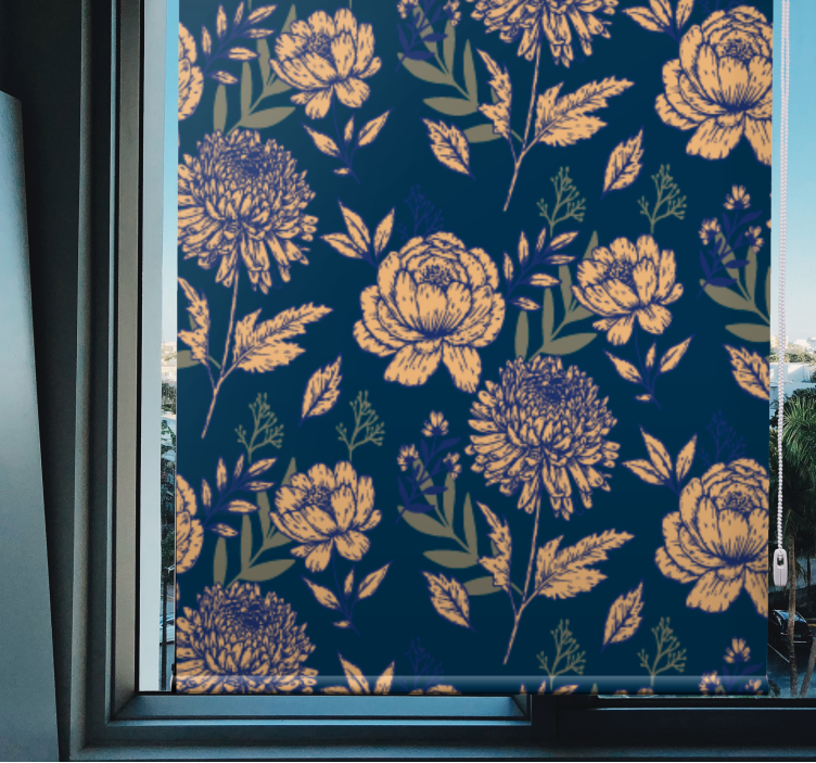 Navy elegant pattern floral roller blind - TenStickers