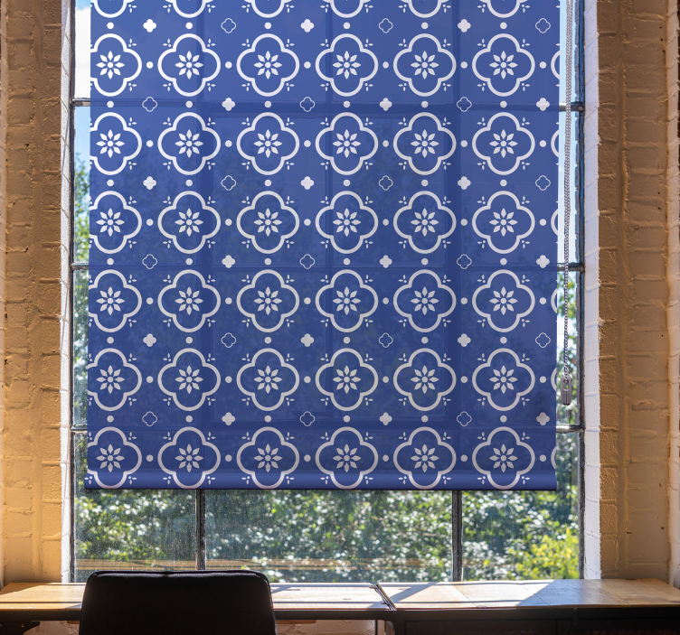 Navy tiles effect pattern blind - TenStickers