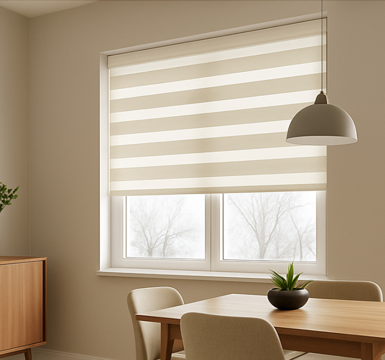 Off-white stripe dining room blind - TenStickers