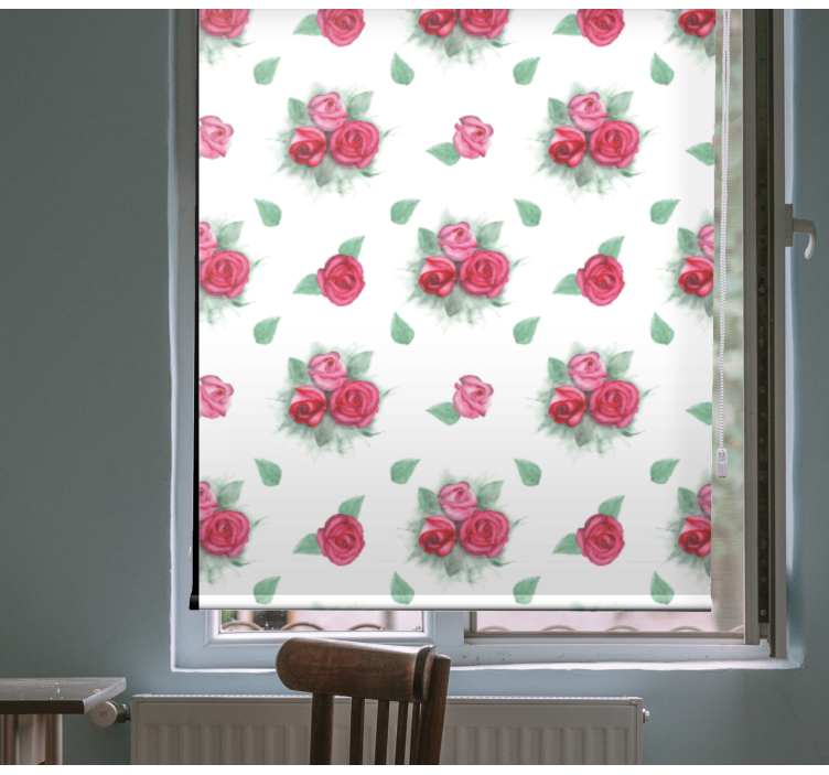 Pink and red roses pattern and plant blind - TenStickers