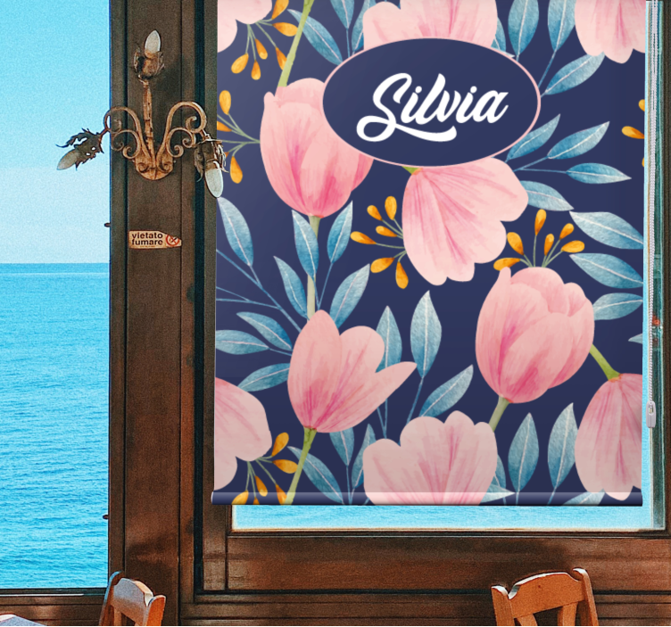 Pink Floral Design blind flowers and plants - TenStickers