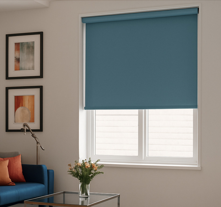 Plain cyan blue living room blind - TenStickers