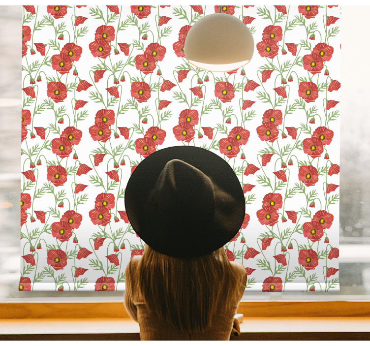 Red Poppy Pattern floral roller blind - TenStickers