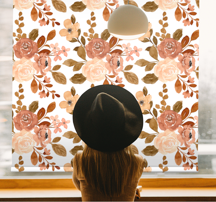 Romantic beige pattern floral roller blind - TenStickers