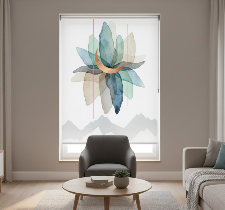 Scandinavian blind abstract colorful mountain scene - TenStickers