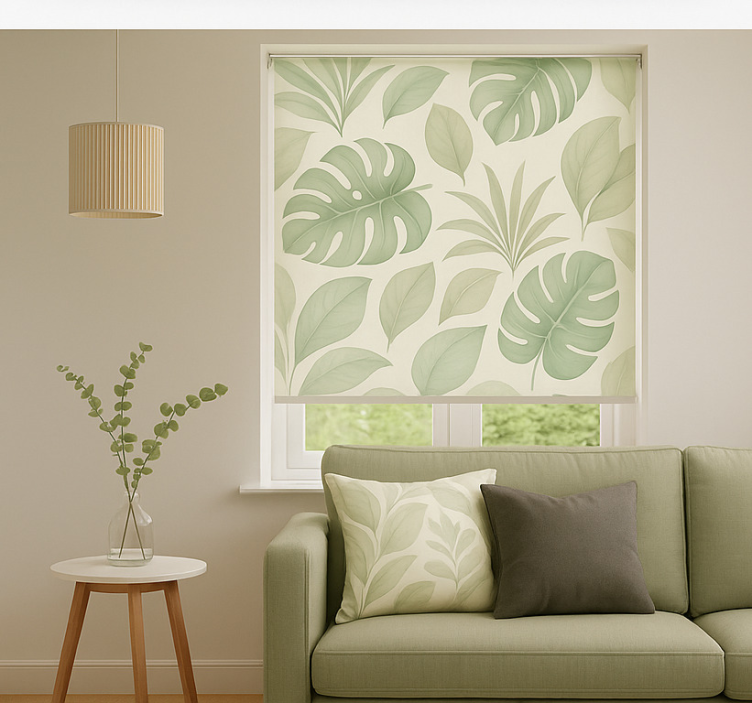 Scandinavian blind with earthy tropical palm leaves - TenStickers