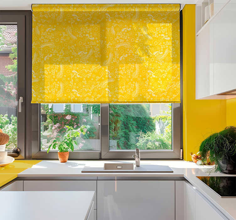 silhouette floral pattern Yellow blind - TenStickers