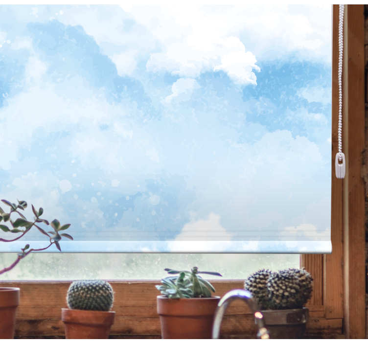 Soft blue design cloud roller blind - TenStickers
