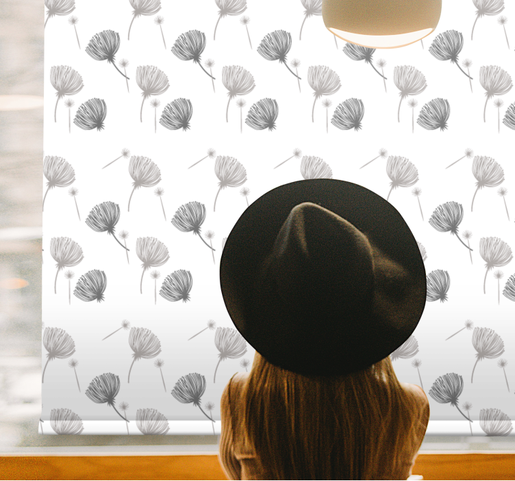 Soft grey pattern blind flowers and plants - TenStickers