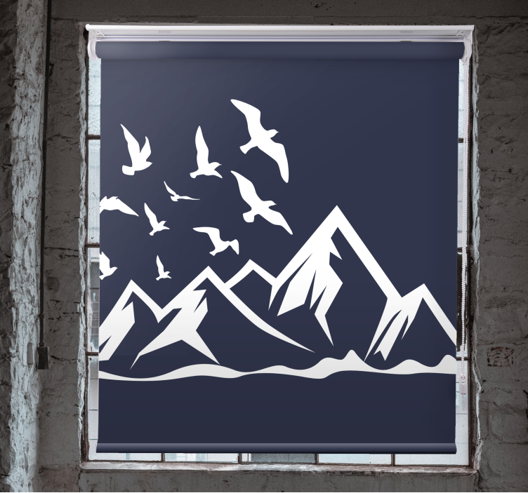 Solid color mountains with birds roller blind - TenStickers