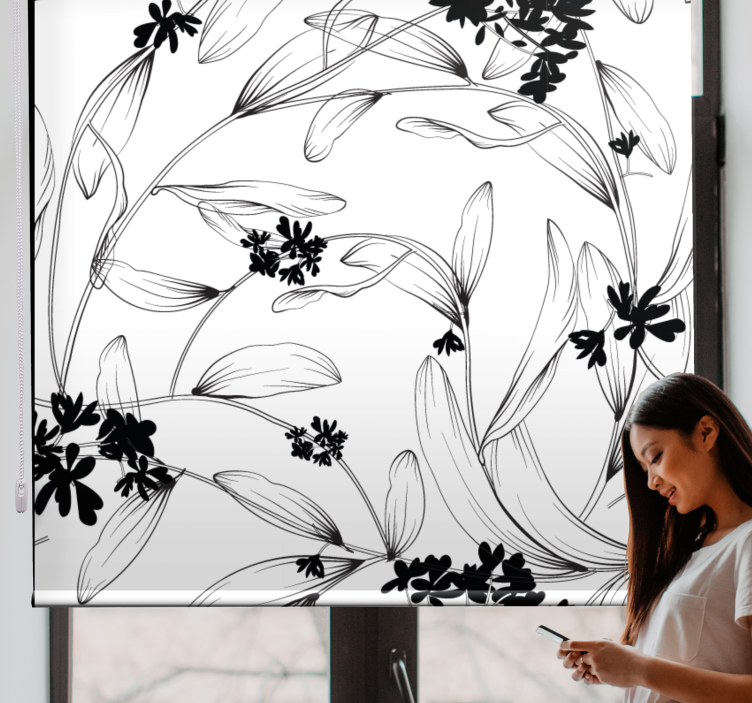 Stylized Floral Pattern blind flowers and plants - TenStickers