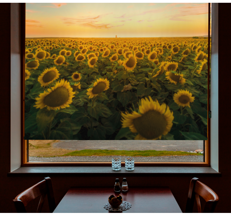 Sunflower Field Sunrise blind flowers and plants - TenStickers