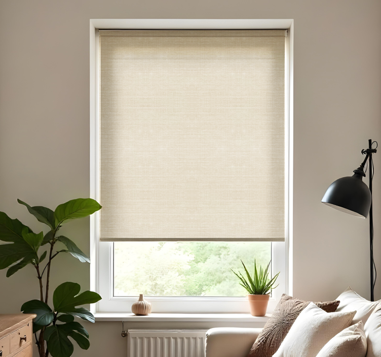 Thin jute beige pattern living room blind - TenStickers