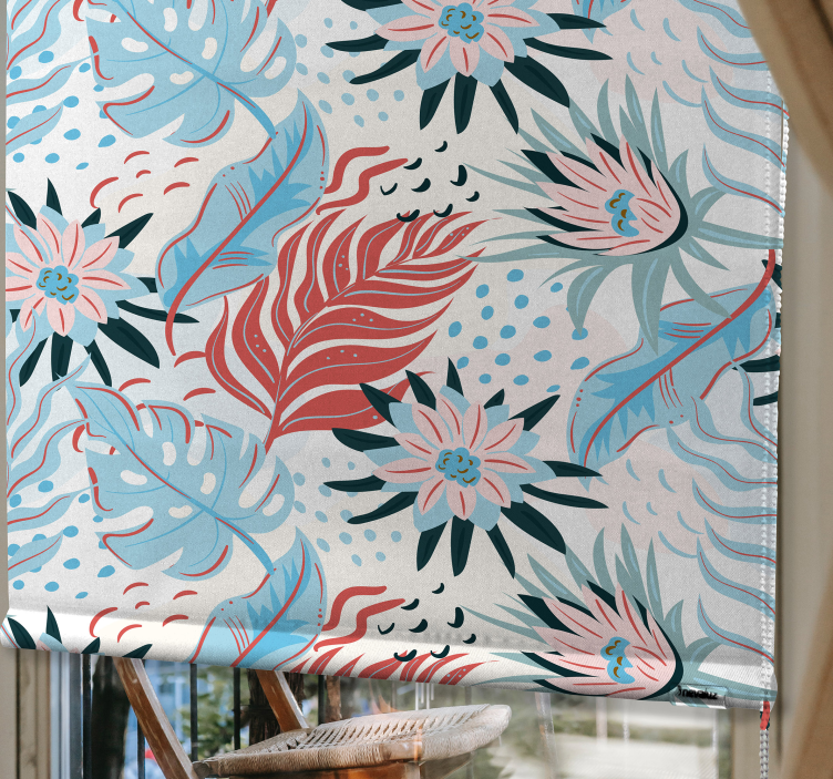 Tropical Foliage Pattern floral roller blind - TenStickers