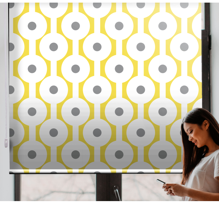 Yellow and grey geometric pattern roller blind - TenStickers