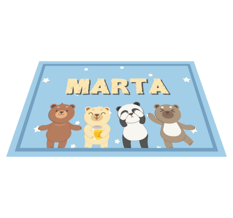 Adorable bear customisable name kids placemat - TenStickers