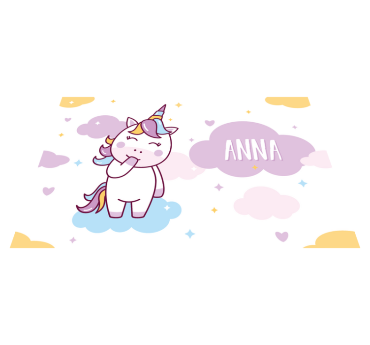 Customised name cute unicorn with clouds kids placemat - TenStickers