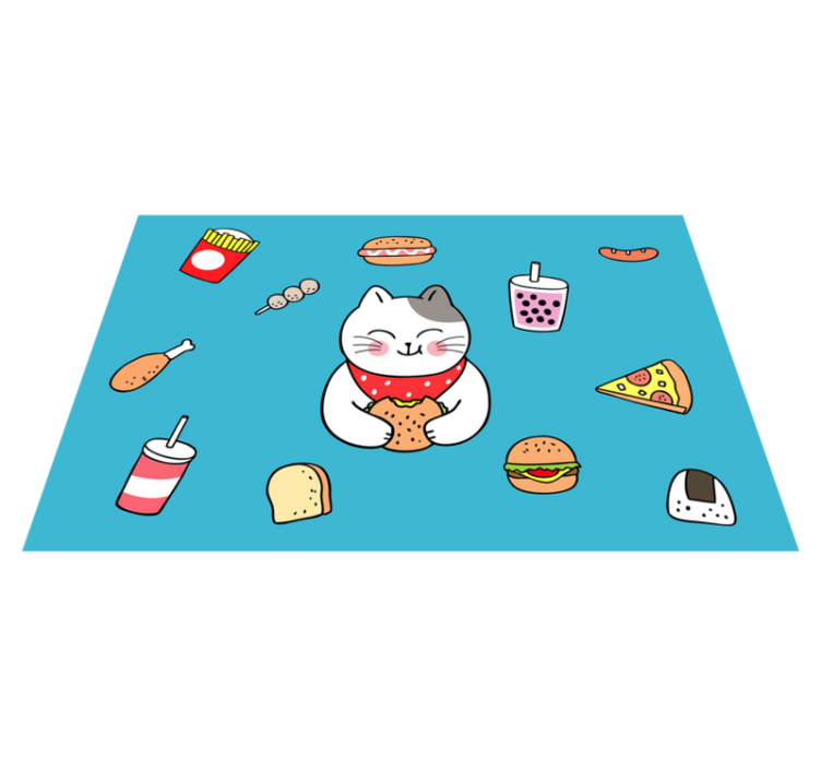 Lovely eating cat children placemats - TenStickers
