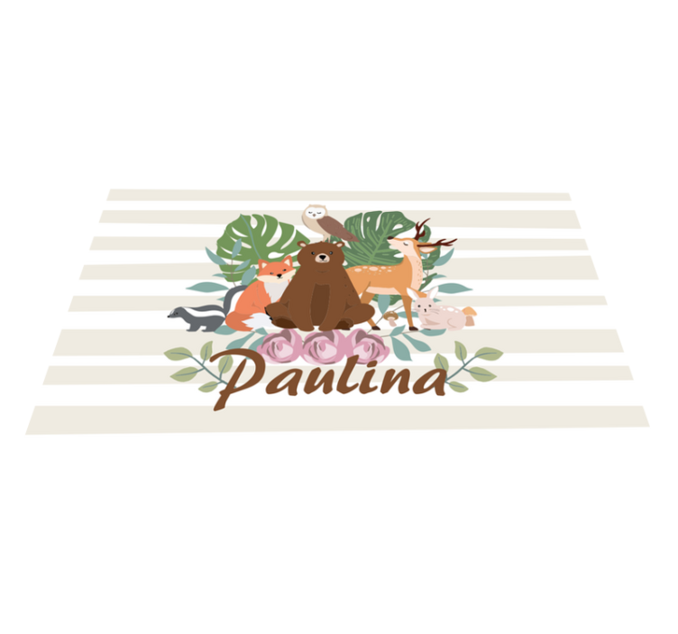 Children placemats whimsical animal gathering - TenStickers