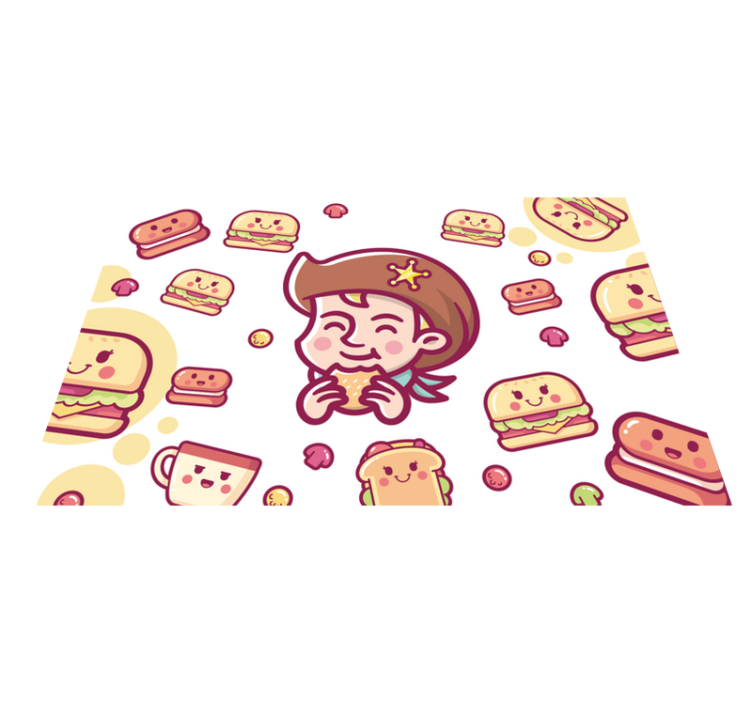 Children placemats cheerful kid enjoying burgers - TenStickers