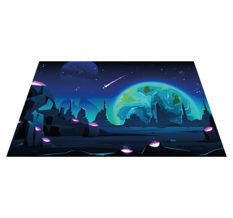 Cartoon space with earth original placemats - TenStickers