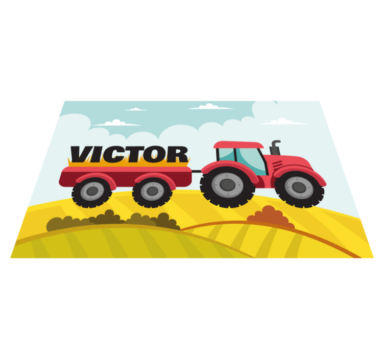 Colorful tractor and with personalised name kids placemat - TenStickers
