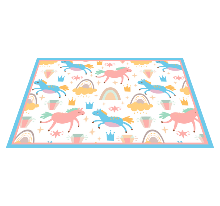 Children placemats colorful unicorns running - TenStickers