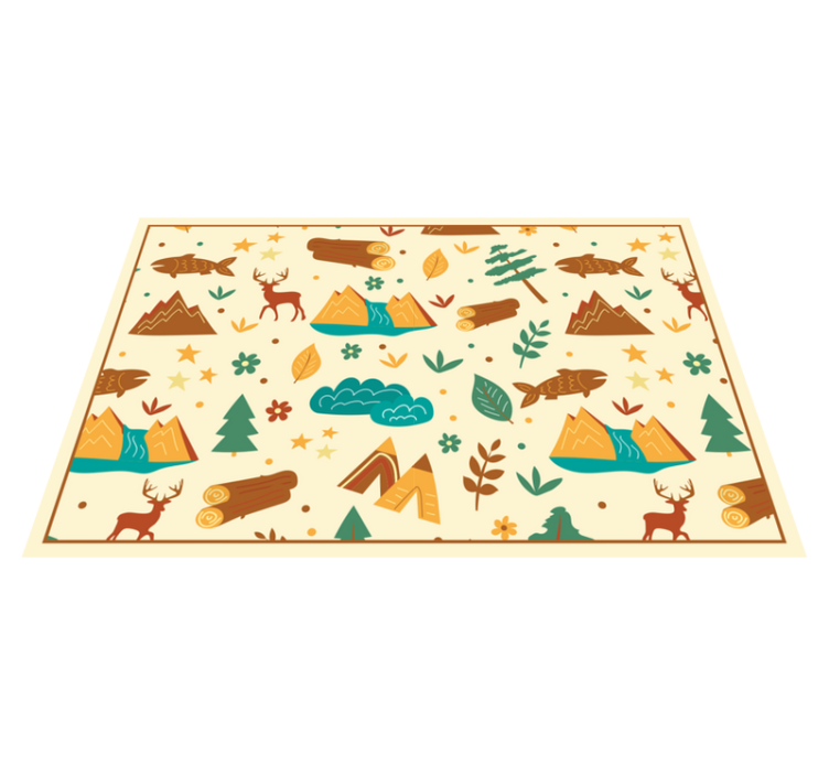 Hand drawn camping mountain stuffs placemats - TenStickers