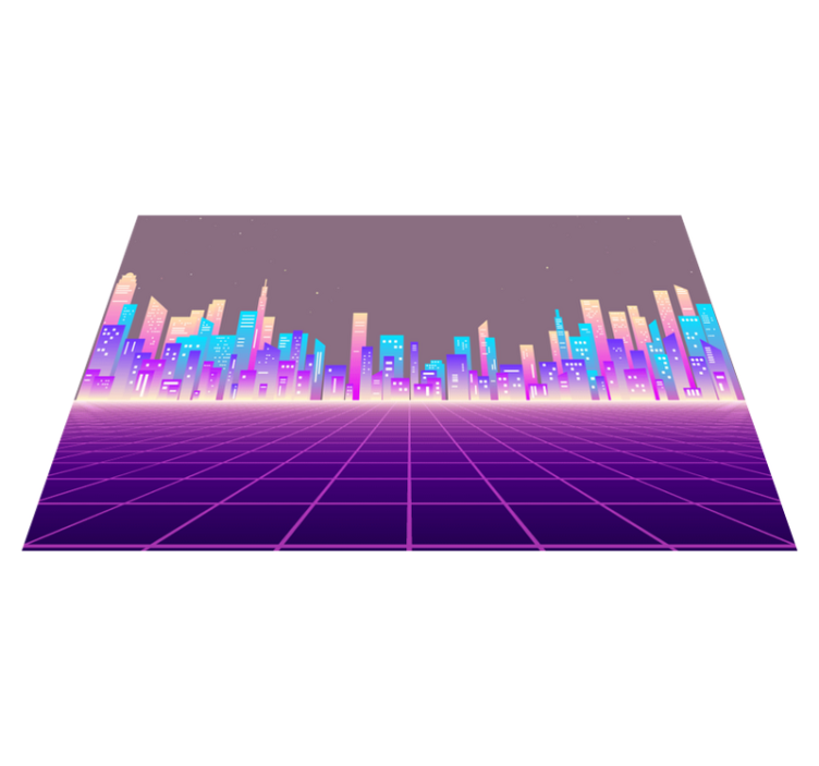80s vaporwave futuristic city original placemat - TenStickers