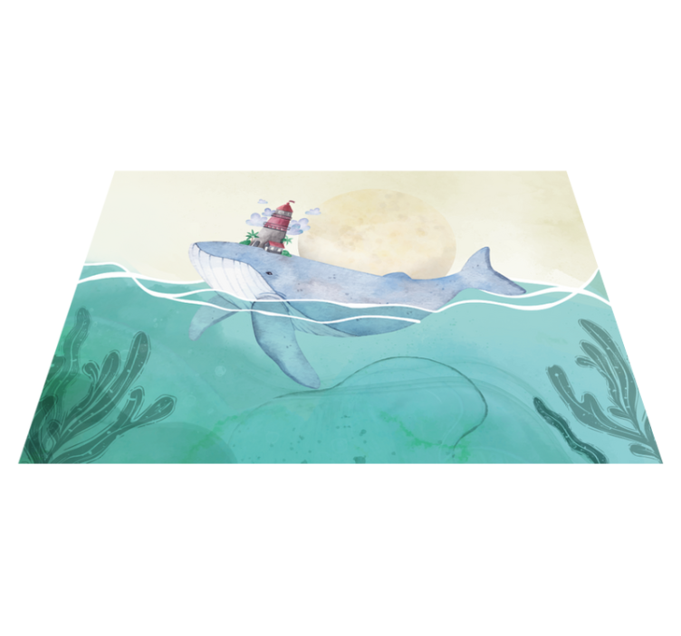 Children placemats whale with lighthouse design - TenStickers