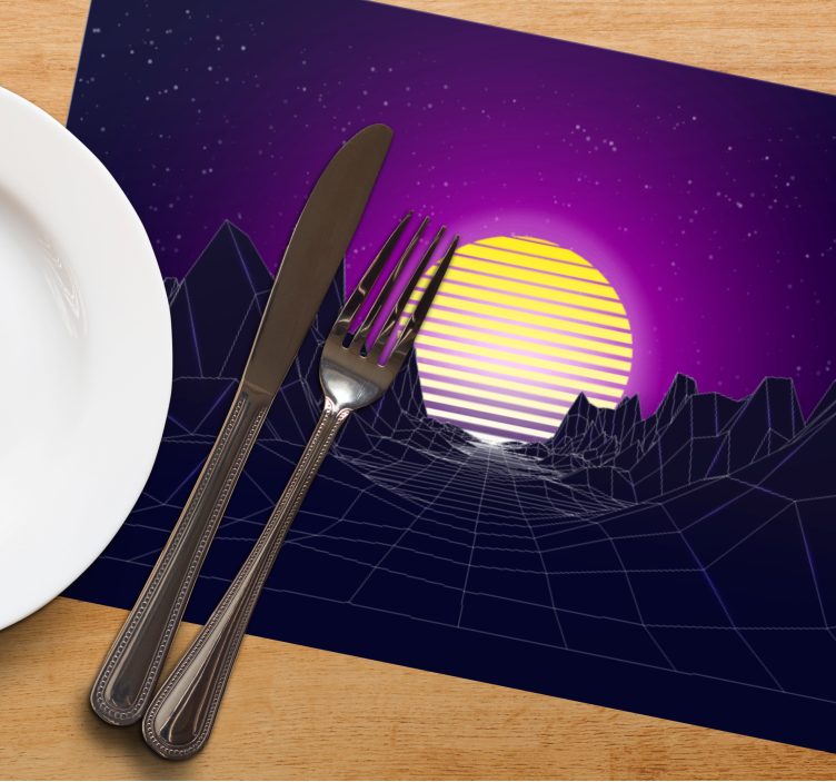 80s style mountains with the sun vinyl placemat - TenStickers
