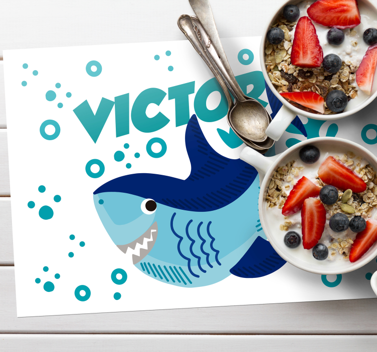 Baby shark with name placemats - TenStickers