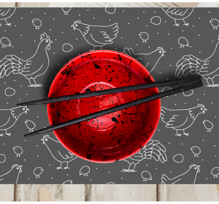 Black and White chicken pattern Vinyl placemats - TenStickers