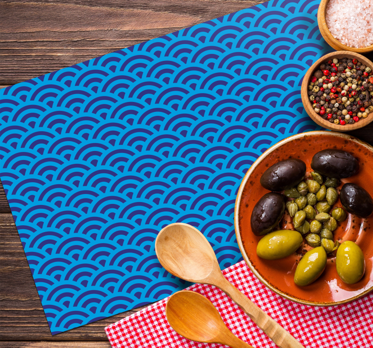 Blue japanese wave original placemats - TenStickers
