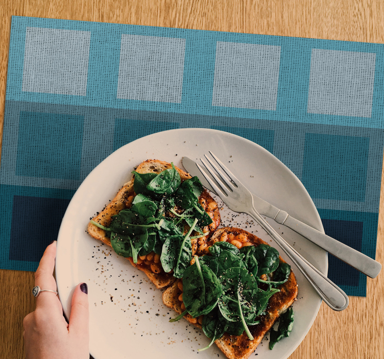 Blue squares modern placemats - TenStickers