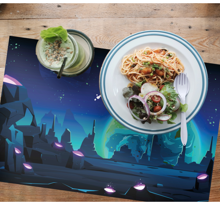 Cartoon space with earth original placemats - TenStickers
