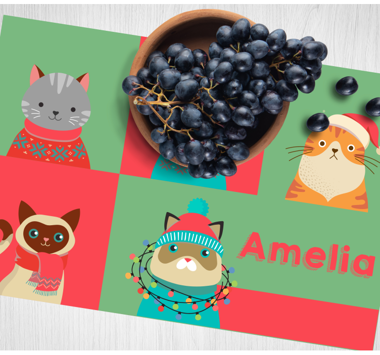 Cat motifs Christmas placemats - TenStickers