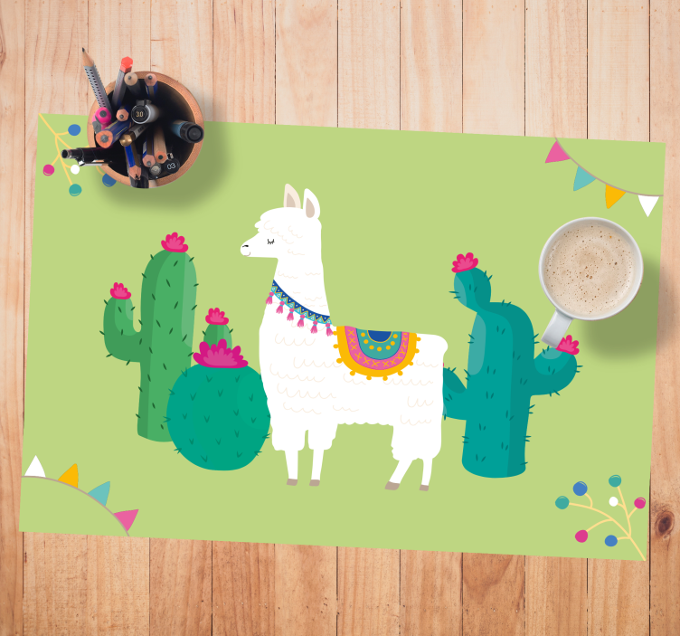 Colorful llama and cactus children placemats - TenStickers