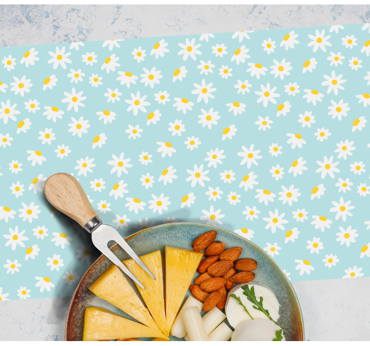 Cute daisy pattern on blue background placemats - TenStickers
